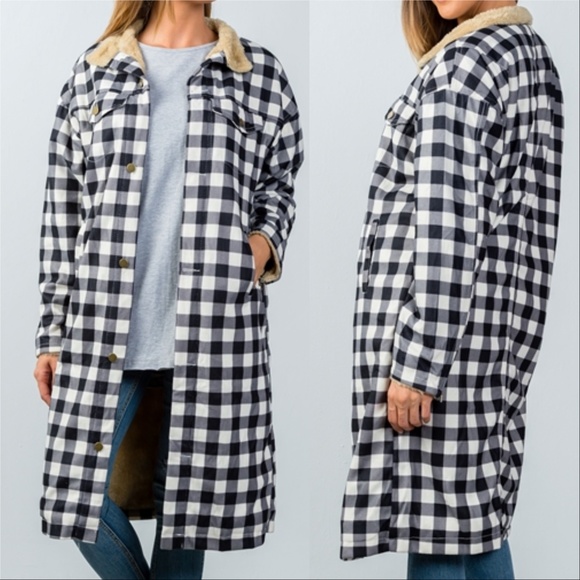 Plaid Fur Lined Coat - Picture 3 of 4